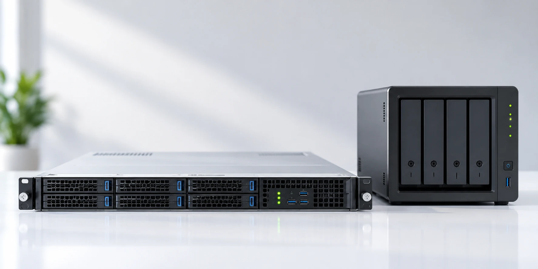 Rack sunucu ve NAS depolama cihazı
